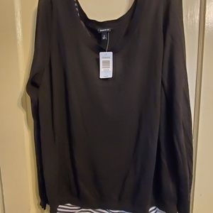 Torrid black sleeve shirt with attached tanktop